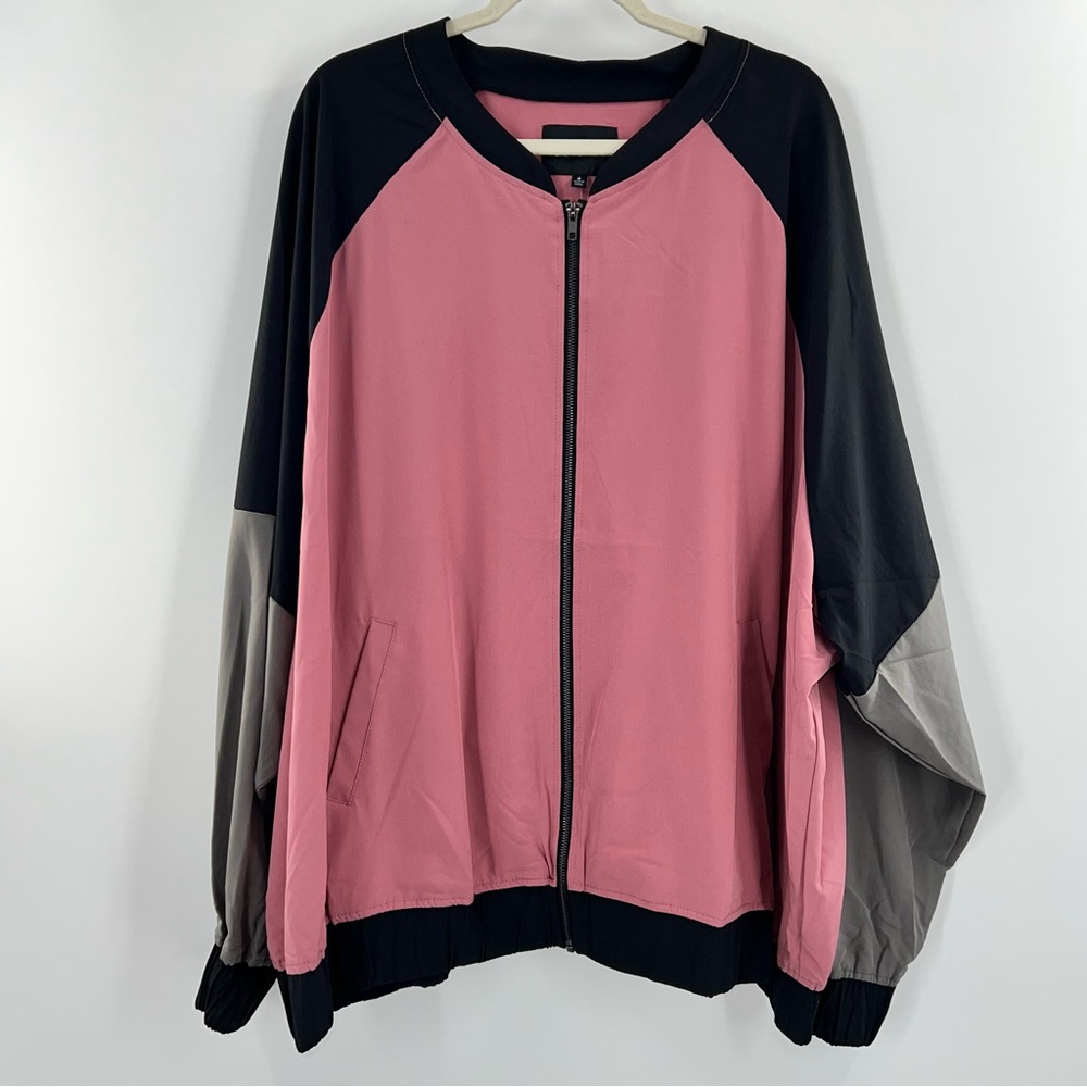 Torrid NWT LoveSick Color Block Bomber Stretch Woven Mauve Wash size 30/6X - Picture 3 of 9
